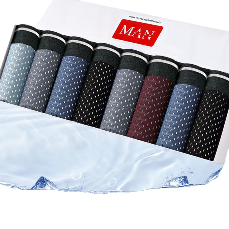 8pcs/Lot Men's Panties Ice Sil - Boxer Shorts Modal review and price